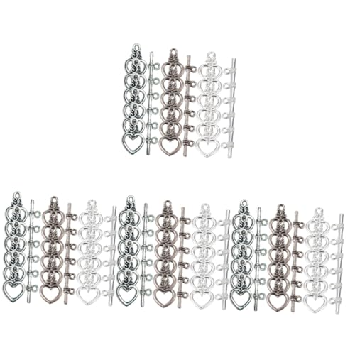 VILLCASE 240 Sets Herzknopfanhänger Hakennieten Crimp Knebelverschlüsse Zur Schmuckherstellung Schlüsselanhänger Perlenset Armbänder Ringanhänger Zur Schmuckherstellung Schlüsselbänder Für von VILLCASE