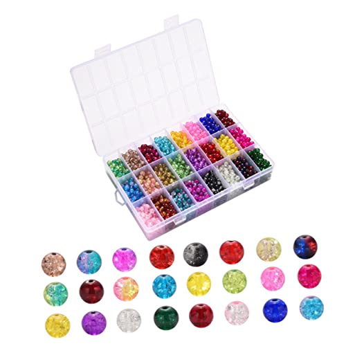 VILLCASE 24er Box Runde Glasperlen Für Schmuckherstellung 8mm DIY Abstandshalter Perlen Bunte Lose Glasperlen Für Armbänder Und Handyanhänger Bastelzubehör von VILLCASE