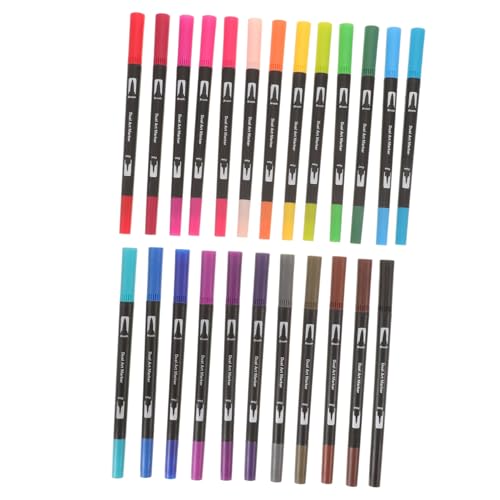 VILLCASE 24st Aquarellstift Neonfarbene Stifte Buntstifte Zeichnen Pinselstifte Mit Spitzen Textmarker Journaling-marker Markierstifte Mit Doppelbürste Abwaschbare Marker Plastik von VILLCASE