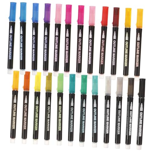 VILLCASE 24st Zweizeiliger Umrissstift Textmarker Schicke Marker Markierungsstifte Farbmarker Markierungen Masse Zeichenstifte Bunte Stifte Diy Liefert Bulk-marker Glitzermarker Plastik von VILLCASE