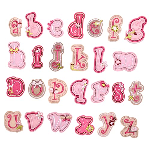 VILLCASE 26 Stk Alphabete Applikation buchstaben aufnäher buchstaben patches buchstaben aufkleber buchstabenaufkleber aufbügelbilder lustige Patches DIY-Patches Kleiderflicken Rosa von VILLCASE