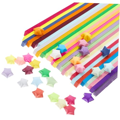 VILLCASE 2700 Blatt Buntes Sternenpapier Sternpapierstreifen Sternstreifen Aus Papier Origami-papier-sets Schablonenpapier Kreis Bunte Papierstreifen Sternstreifenpapier Origami-stern von VILLCASE