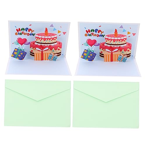 VILLCASE 2St Geburtstagskarte faltkarten klappkarten DIY-Karten geburtstagdeko birthday cards Geburtstagsbanner Faltgruß Karte für Geburtstagsgrüße geburtstag geschenkkarten Papier Blue von VILLCASE