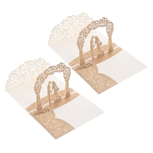 VILLCASE 2St Hochzeitseinladung Hochzeitskarten Einladungskarten Hochzeit Einladung zur Trauung Jubiläumseinladungen Grußkarten Hochzeitsbriefpapier Jubiläumskarten Glitzerpapier Rose Gold von VILLCASE