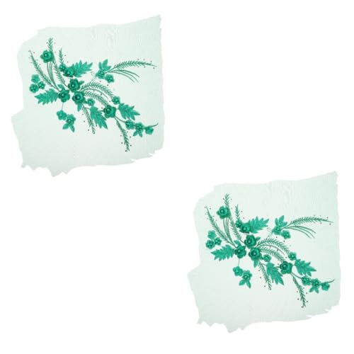 VILLCASE 2St Mesh-Stickpatch Kleid feines Glitzern Körper Glitzer Braut funkeln Hochzeit Applikation Nähen blumenmuster Aufnäher Stoffblumen Flicken aufnähen Stickereiflecken Spitze Green von VILLCASE