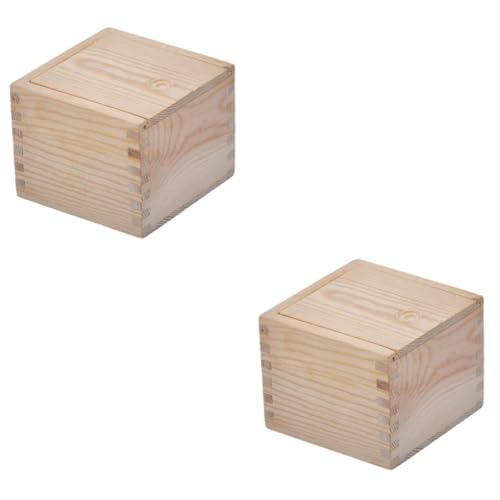 VILLCASE 2st Geschenkverpackung Holzkiste Schmuck-organizer-fach Schmuck-teetassenetui Dekorative Für Den Haushalt Quadratische Vase Hölzern Khaki von VILLCASE