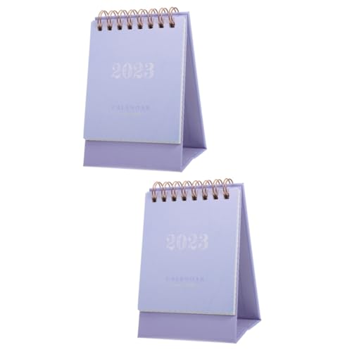 VILLCASE 2st Mini Tischkalender Schreibtisch Staffelei Desktop-tischkalender Dekor Desktop-monatskalender Tragbarer Tisch Kalenderplaner Kleiner Tischkalender 2022-2023 Heim Papier Violett von VILLCASE