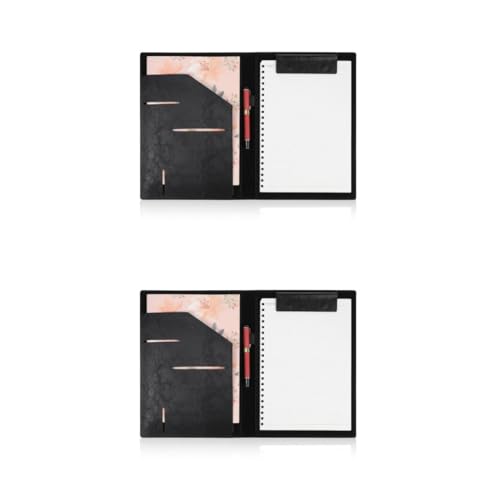 VILLCASE 2st Ordnerschiene Büromappen Dokumentenmappe Zwischenablage Geschäftliche Ordner Ordner-organizer Pflegeklemmbrett Dokumenten-organizer-folio Klemmbrett Mit Speicher Black Pu von VILLCASE