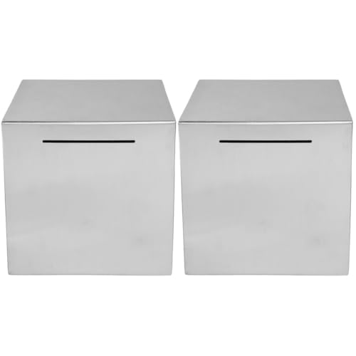 VILLCASE 2st Sparschwein Aus Edelstahl Slot Digitales Geldzählglas Sicheres Sparschwein Einfaches Sparschwein Desktop-münzbehälter Kassiererspielzeug Für Rostfreier Stahl Silver von VILLCASE