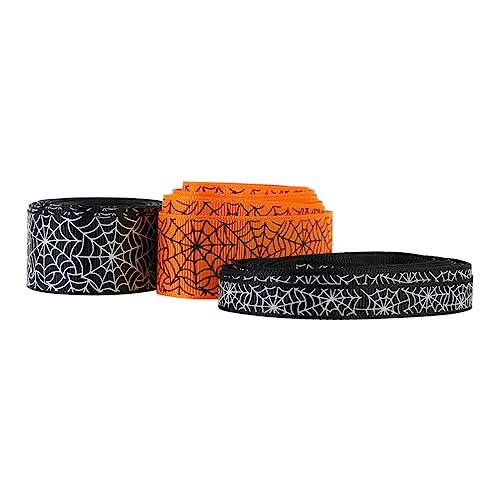 VILLCASE 3 Rollen 5 Halloween-Gurtband Cintas Baumgirlandenband Band für Blumenstrauß Grenze Tür geschenkband halloween haarschmuck halloween Halloween-Bandgürtel dekoratives Band Polyester von VILLCASE