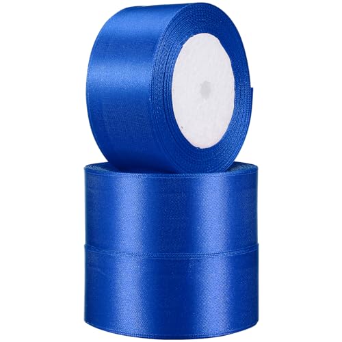 VILLCASE 3 Rollen Blaues Satinband 22 M X 4 Cm Breites Weihnachtssatinband Diy-Haarband Aus Polyesterseide Für Die Geschenkverpackung Partydekoration von VILLCASE