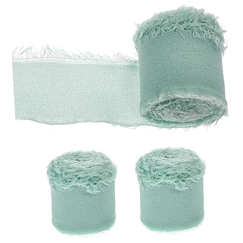 VILLCASE 3 Rollen Chiffon-gürtel Mit Ungesäumten Kanten Dekorationen Bänder Für Blumensträuße Paillette Funkeln Hochzeit Geschenkpapier Tür Netzband Dickes Band Brautband Sky-blue Polyester von VILLCASE