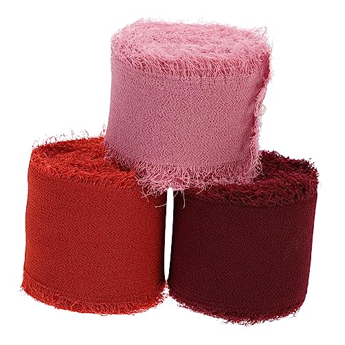 VILLCASE 3 Rollen Rohkantenband Hochzeitsdekoration Bulk-band Dekorationen Sortiertes Band Kuchen Strauß Transparentes Band Bänder Blumen Jute-spitzenband Randbereich Satinband Polyester von VILLCASE