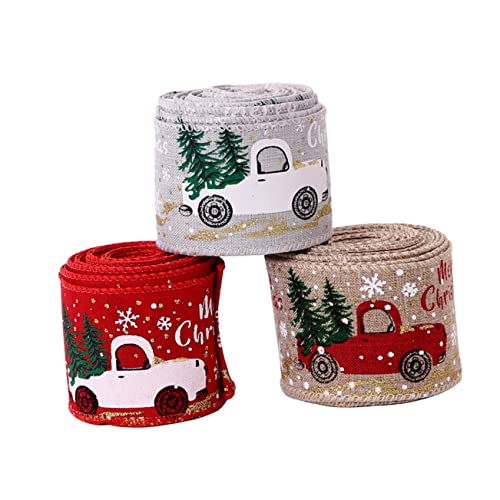 VILLCASE 3 Rollen Weihnachtsband Girlande Gold Weihnachts-Süßigkeitenschachteln künstlicher Schnee Dekorationen christmas ribbon stoffband weihnachten Geschenkbänder Paketband feines Leinen von VILLCASE