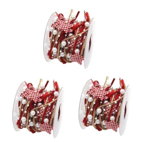 VILLCASE 3 Rollen Weihnachtsband ribbon weihnachts party dekoweihnachten geschenkpakete weihnachtsdeko etagere Weihnachtsbaum Schmücken Retro-Dekor Schleife Partydekorationsband Dekorband von VILLCASE