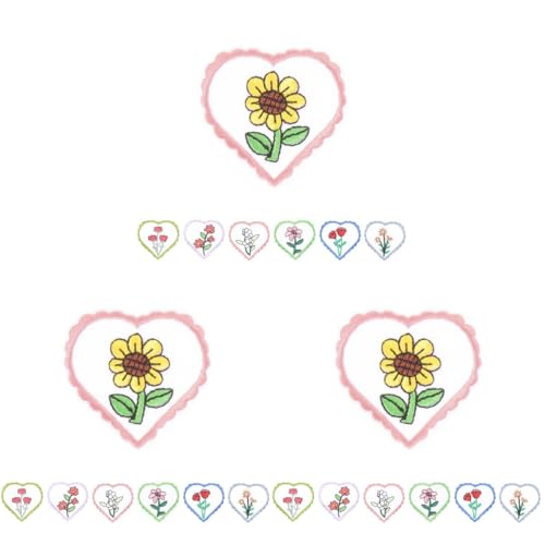 VILLCASE 3 Sätze Blumenmuster Patches Set Diy Dekoration Blumenstickerei Flicken Aufnähen Stickereiflicken Für Kleidung Flecken Aufnäher Mini-bügeleisen Zum Nähen Stoff Colorful 7 Stück * 3 von VILLCASE