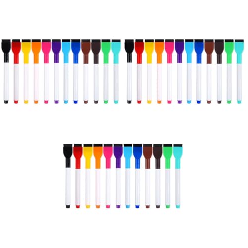 VILLCASE 3 Sätze Farbiger Whiteboard-stift Grafische Markierungen Abwaschbare Marker Malstifte Abwischbare Stifte Farbige Markierungen Tragbare Whiteboard-marker Abs 12 Stück * 3 von VILLCASE