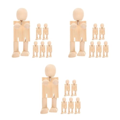 VILLCASE 3 Sätze Holzroboterpuppe Unfertige Puppenkörper Holzmenschen Zum Basteln Bemalen Von Holzfiguren Holz Puppe Unfertige Holzpflockpuppe Menschenfigur Aus Holz Beige 6 Stück * 3 von VILLCASE