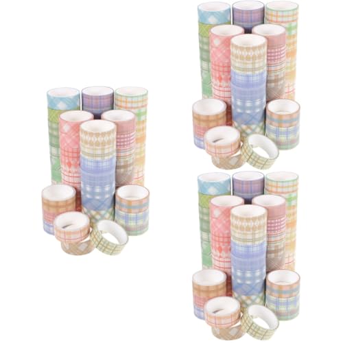 VILLCASE 3 Sätze Kariertes Washi Tape The Washi Tape Bastelmaterial Platzsparend Bastelband Plakatband Scrapbook- Dekorative Klebebänder Selber Machen Japanisches Papier 60 Rollen*3 von VILLCASE