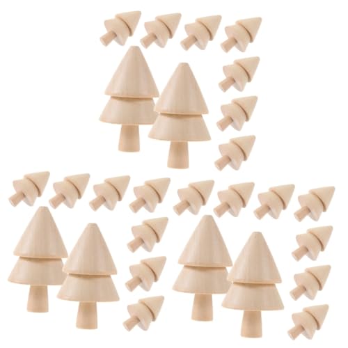 VILLCASE 3 Sätze Kinderweihnachtsbaum Kinderweihnachtbaum Baumdekorationen Sterne Weihnachtsbeleuchtung Graffiti-holzmodell-weihnachtsbaum Mini-weihnachtsbaumfigur Hölzern 10 Stück * 3 von VILLCASE