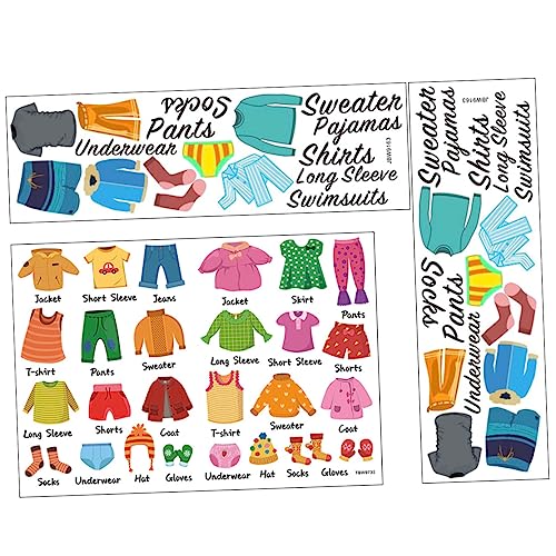 VILLCASE 3 Sätze Kommode Sort Aufkleber Kinderzimmer Sticker Kinderkleider Schubladenetiketten Kleideretiketten Für Bekleidungsetiketten Für Kinder Aufkleber Für Kommode Pvc 3 Blatt * 3 von VILLCASE