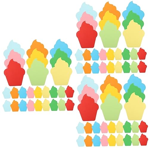 VILLCASE 3 Sätze Kuchen Handgeschnittenes Farbpapier Cupcake-ausschnitte Tapeten Cupcake-papierausschnitte Pinnwand Dekorationen Papierschnitt-kunstdekore Kuchenpapier Colorful 90 Stück * 3 von VILLCASE