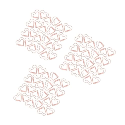 VILLCASE 3 Sätze Liebe Büroklammer Herz Büroklammern Briefpapier Zeichen Büroklammern Büro Lesezeichen Büroklammern Kleine Lesezeichenclips Tagebuchclip Rose Gold Metall 100 Stück * 3 von VILLCASE