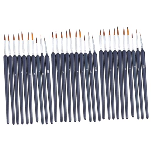 VILLCASE 3 Sätze Malstift Weiß Haselnuss Professionelle Lackierung Ölpinsel Ölgemälde Acrylbilder Bastelzeug Liner-Pinsel Malpinsel Für Die Schule Heulender Wolf Black 10 Stück * 3 von VILLCASE