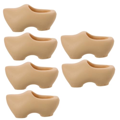 VILLCASE 3 Sätze Mini Holländische Holzschuhe Miniatur-zubehör Puppenkleidung Slipper Puppenhaus Dekoration Unvollendete Holzschuhe Puppenhauszubehör Unfertige Schuhe Beige 2 Stück * 3 von VILLCASE