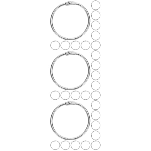 VILLCASE 3 Sätze Ringbuch-ring Schlüsselhaken Schlüsseldrahtseil Loseblattbinder Ordnertrenner Verschluss Aktivitätsringe Ringbinder Ringmappe Schlüsselring-clip Metall Silver 20 Stück * 3 von VILLCASE