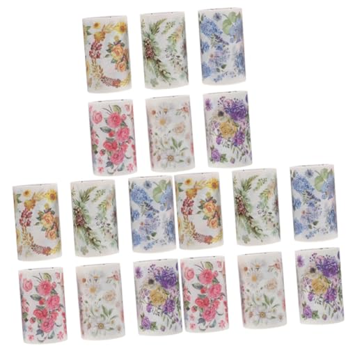 VILLCASE 3 Sätze Washi Tape Blumenband Verwaschenes Klebeband Bandspender Ästhetische Aufkleber Aufkleber Kunstband Pastell Spender Verwaschen Japanisches Papier 6 Rollen * 3 von VILLCASE