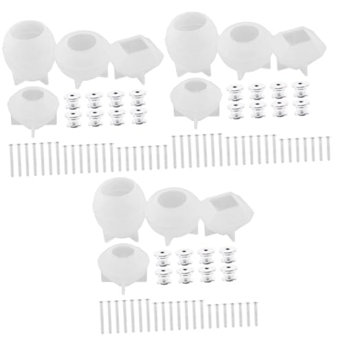 VILLCASE 3 Sets DIY Kristallkleber Harzform Unterteilter Polygonaler Schubladengriff Silikonform Zubehör Würfelherstellung Küchenwaage Matte Basis Küchenschrankgriffe von VILLCASE