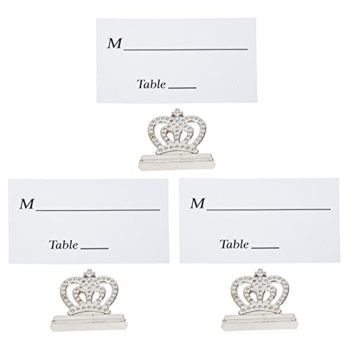 VILLCASE 3 Stk Kronensitz-clips Party Rahmenhalter Plattenständer Namensträger Für Den Hochzeitstisch Memo-clip-halter Golddekor Stand Anzeige Inhaber Spitze Karte Tische Legierung Silver von VILLCASE