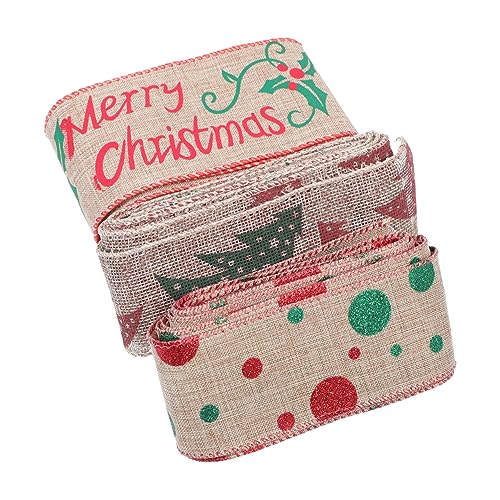 VILLCASE 3 Stk Weihnachtsleinenband Bänder für Hochzeitsautos Weihnachtsbänder Wickelband weihnachtsbaumschleifen christmas tree ribbon geschenkband Geschenkzubehör Satinband Leinen- von VILLCASE