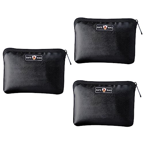 VILLCASE 3 Stk feuerfeste Aktentasche wasserfeste Etiketten Batterie-Aufbewahrungstasche handy tasche handybeutel cartape doppelseitige wasserdichte Aufbewahrung Mehrzweck-Aktentasche Black von VILLCASE