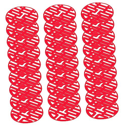 VILLCASE 30St glückliche Wortaufkleber für Hochzeitsfeier Party-Kulisse Kuchen wiederverwendbare sticker reusable stickers chinesisches Glückskonfetti Glück Scherenschnitt Vlies rot von VILLCASE