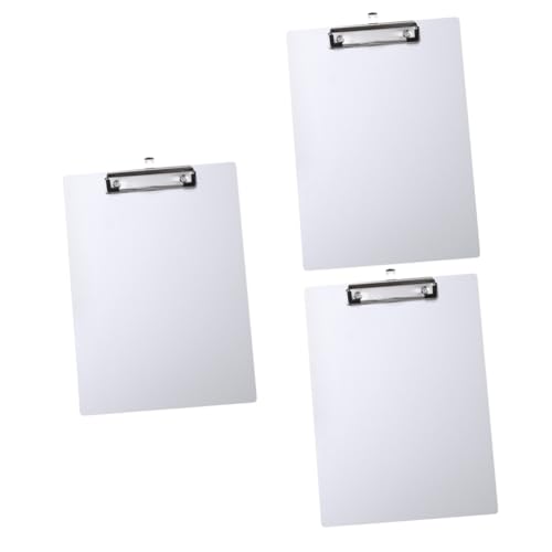 VILLCASE 3St A4-Ordnerhalter Papier-Klemmbrett Board Clip Schreibtafel Klemmbrett mit Stauraum Heavy Duty kleines Klemmbrett a4 ordner schreibtafel a4 klemmbrett aus aluminium Silver von VILLCASE