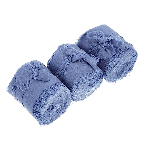 VILLCASE 3St Chiffon-Band seidenband ribbon geschenkeband ripsband nupsis lila Band Bänder zum Basteln Gold Bausatz Fransenband Partydekoration Stoffband geschmeidiges Band Polyester Blue von VILLCASE