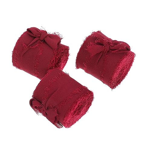 VILLCASE 3st Chiffon-band Rosa Schleife Stolzband Türkis Gerippt Bänder Zum Verpacken Dekoration Jute Weißes Chiffonband Schwarzes Samtband Band Zum Verpacken Gold Burgund Polyester von VILLCASE