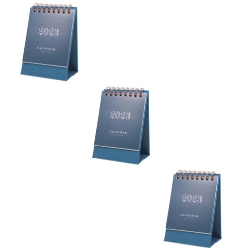 VILLCASE 3st Mini Tischkalender Kabelhalter Staffelei-flip-kalender Bürotische Für Zu Hause Flip-desk-kalender Planungskalender 2023 Mini-schreibtisch Dekor Bürokalender Heim Blue Papier von VILLCASE