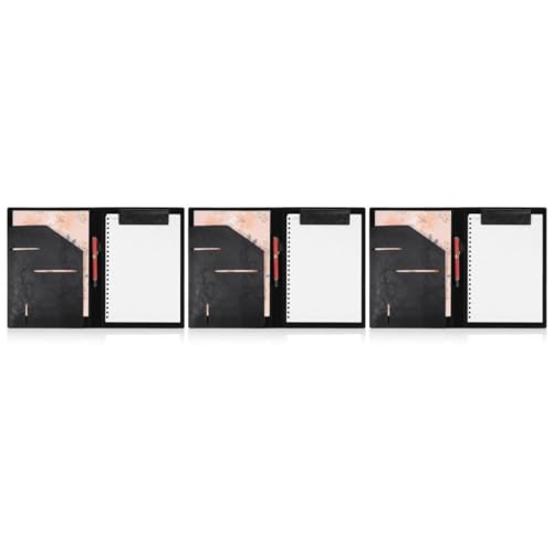 VILLCASE 3st Ordnerschiene Pflegeklemmbrett Dokumentenmappe Portfolio-ordner Mappenmappe Binder Zwischenablage Arbeitsmappe Portfolio Für Männer Klemmbrett-aufbewahrung Briefordner Black Pu von VILLCASE