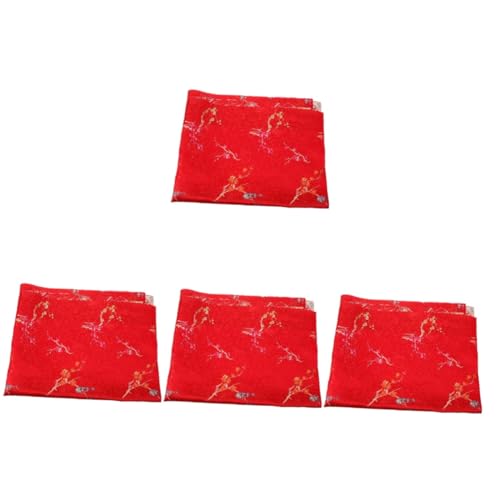 VILLCASE 4 Blätter Handgefertigter Satinstoff Nähen Quadratischer Baumwollstoff Tuch Watte Zum Quilten Filzstoff Leinen Fat Quarters Stoffbündel Fleecestoff Canvas-stoff Rot Satin- von VILLCASE