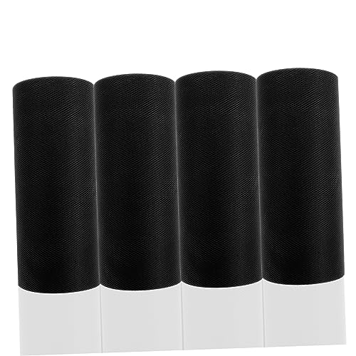 VILLCASE 4 Rollen Festivalgeschenk Tüll Weißes Band Organza-stoff Tüll Set Mit Strasssteinen Sackleinenband Verdrahtet Bausätze Stoffspule Tüllband Schwarzes Band Satinband Polyester Black von VILLCASE