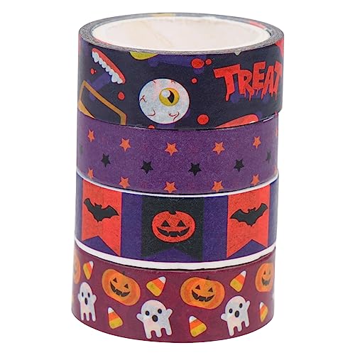 VILLCASE 4 Rollen Halloween-washi-tape Dekoratives Klebeband Kratzen Haustier Maskierung Studio Abziehbilder Zum Basteln Aufkleber Pastelle Klebrig Scrapbooking Album Japanisches Papier von VILLCASE