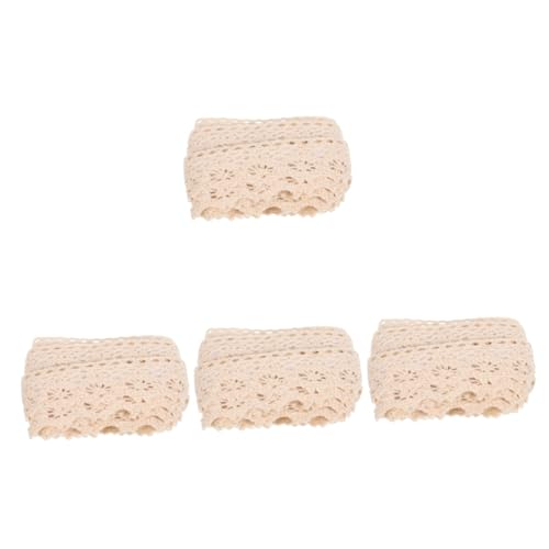 VILLCASE 4 Rollen Stoff-spitzenband Bausatz Dekorative Maskierung Perückenband Schleife Basteln Aufkleber Folienband Lidband Farbiges Band Überlagern Gel Trans Stoffband Baumwolle Beige von VILLCASE