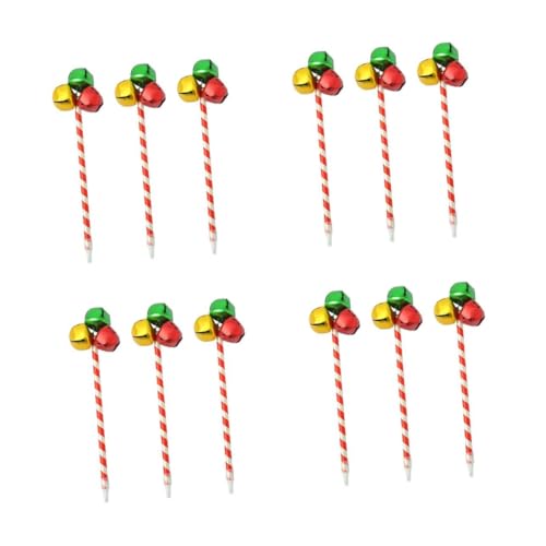 VILLCASE 4 Sätze 4 Sets Weihnachts Glockenstifte Weihnachts Jingle Bells Stift Weihnachts Partygeschenke Jingle Bell Kugelschreiber Weihnachtsschreib Gelschreiber 3 Stück * 4 von VILLCASE