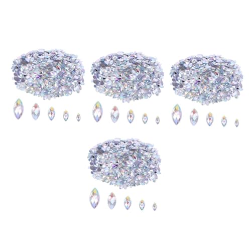 VILLCASE 4 Sätze Diamant-edelstein Edelsteine Marquise-nagelkunst Strasssteine ​​für Handyhüllen Kristalle Zum Basteln Marquise Nail Art Strasssteine Nailart-kristalle Acryl 600 Stück * 4 von VILLCASE