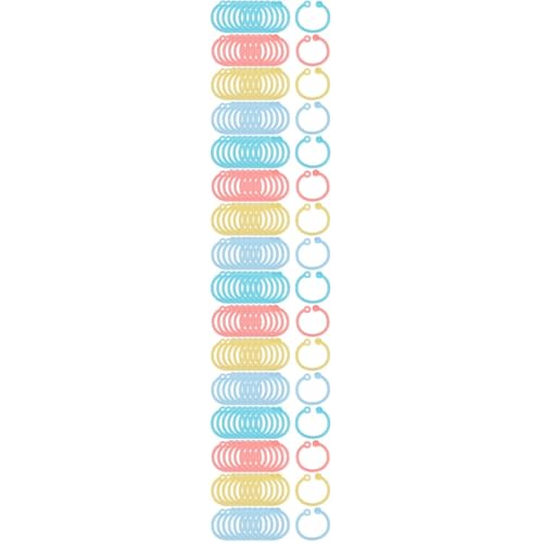 VILLCASE 4 Sätze Farbring Karabiner Schlüsselanhänger Notizkartenringe Büroklammern Zappeln Einsteller Perlen Türklingel Draht Halter Papierschlüssel Schlüsselband Plastik 120 Stück * 4 von VILLCASE