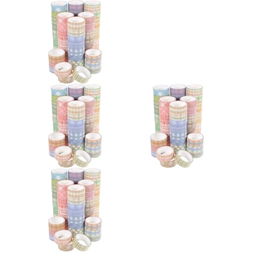 VILLCASE 4 Sätze Kariertes Washi Tape Hautfarbenes Abdeckband Planer-aufkleber Goldband The Washi Tape Bastelmaterial Scrapbook-klebebänder Selber Machen Kawaii Washi-klebeband 60 Rollen*4 von VILLCASE