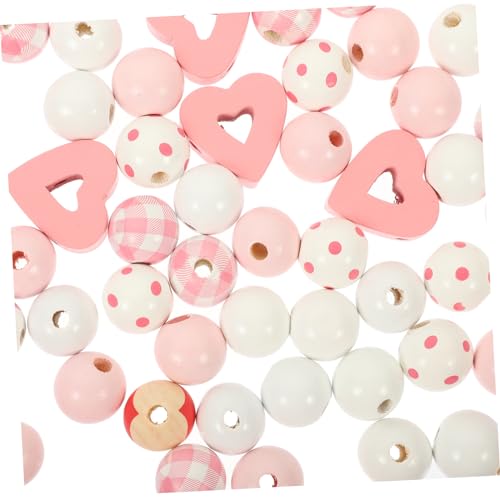 VILLCASE 4 Sätze Perlen Für Diy-schmuck Für Valentinstag Valentinsgeschenk Tonperlen Charme Weihnachtsdeko Lose Perlen Zum Valentinstag Dekorative Perlen Holz Rosa 190 Stück * 4 von VILLCASE